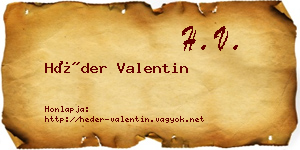 Héder Valentin névjegykártya